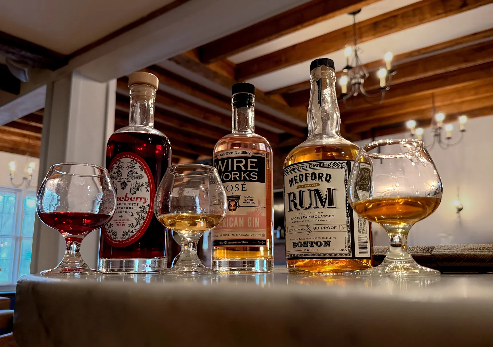 Tasting Bar with GrandTen Distilling's assorted Spirits